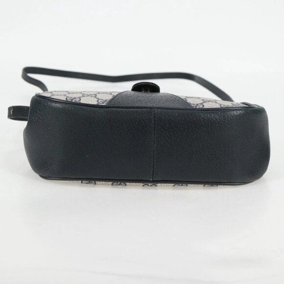 GUCCI GG Supreme Sherry Line Shoulder Bag PVC Navy Gold - Picture 9 of 16